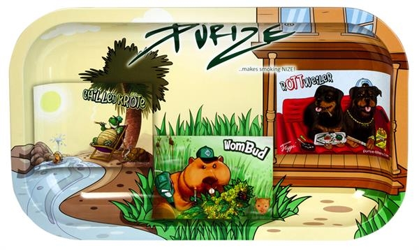 PURIZE Dreh-Tablett Rolling Tray klein "Stigga Zoo" ca. 27x16x1cm